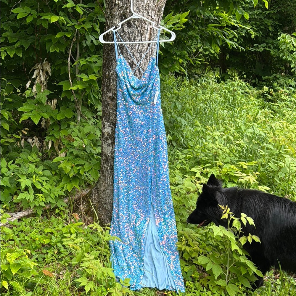 Windsor Blue Sequin Prom Dress